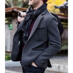 Betabrand Men's Quilted Travel Blazer Single Breasted Stretch Knit Casual Jacket
